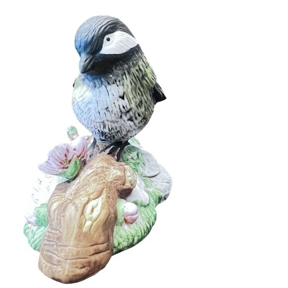 Russ Natures Song Black-Capped Chickadee Figurine Hand-Painted Porcelain Floral - Picture 2 of 11